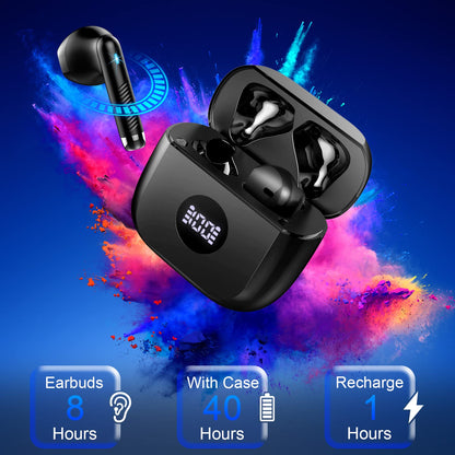 Wireless Earbuds, Bluetooth 5.4 Ear Buds, LED Power Display, 6D Bass Stereo