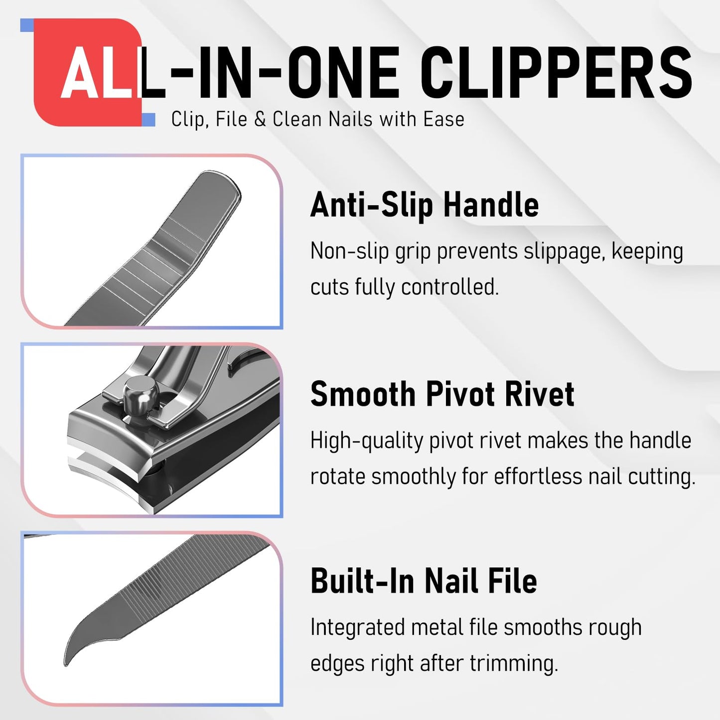 firiKer Nail Clippers with Nail File,Fingernail Clipper,Toe Nail Clippers