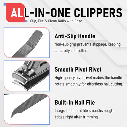 firiKer Nail Clippers with Nail File,Fingernail Clipper,Toe Nail Clippers
