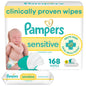 Pampers Sensitive Baby Wipes, Clinically Proven, Fragrance Free, Unscented, Water Based, Hypoallergenic, Multi-Use, Hand Wipes 1008 Wipes Total (18X Flip-Top Packs) [Packaging May Vary]