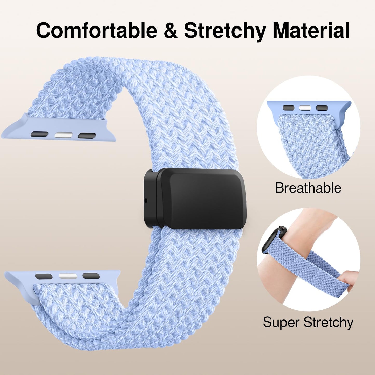 Braided Stretchy Magnetic Band Compatible with Apple Watch Bands Women Men