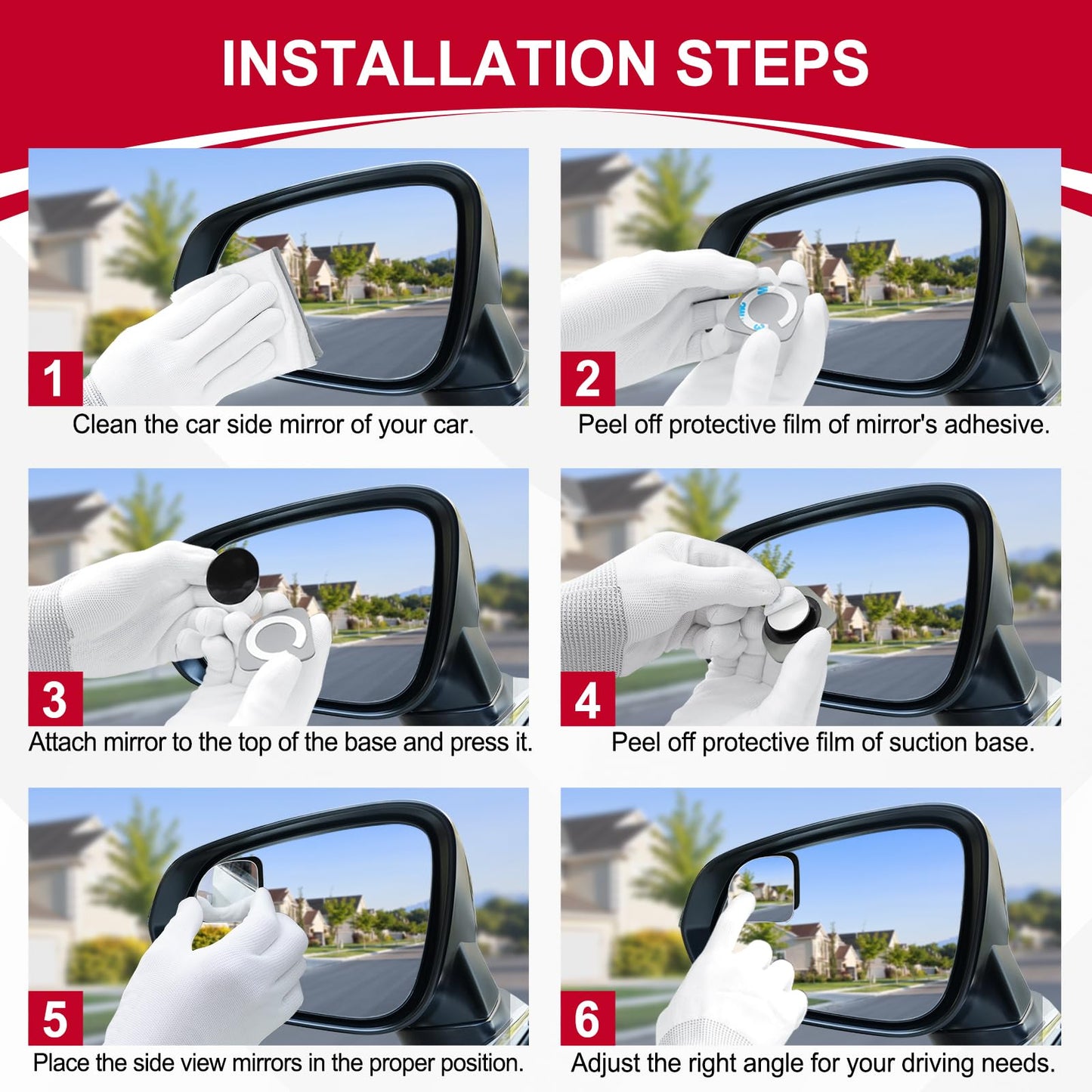 LivTee Blind Spot Mirror, 2" Round HD Glass Frameless Convex Rear View Mirrors Exterior Accessories with Wide Angle Adjustable Stick for Car SUV and Trucks, Pack of 2