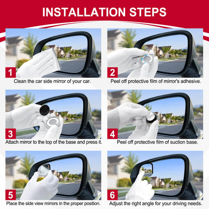 LivTee Blind Spot Mirror, 2" Round HD Glass Frameless Convex Rear View Mirrors Exterior Accessories with Wide Angle Adjustable Stick for Car SUV and Trucks, Pack of 2
