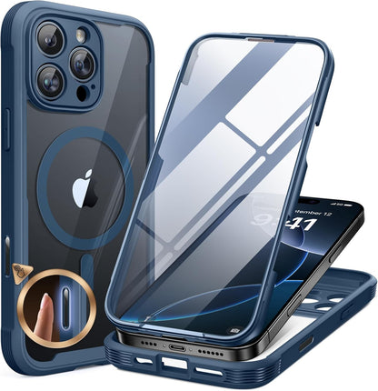 miracase for iPhone 17e Case & iPhone 16e Case, Full-Body Phone with Built-in Glass Screen Protector, [Magnetic with MagSafe] Military Drop Proof 17 E/ 16 E Cover Bumper 6.1 inch, Black
