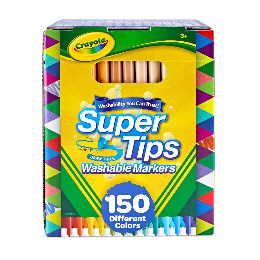 Crayola Super Tips Marker Set (100ct), Fine Point Washable Markers, Teacher Must Haves, Back to School Supplies for Kids & Adults, Art Supplies, Ages 3+
