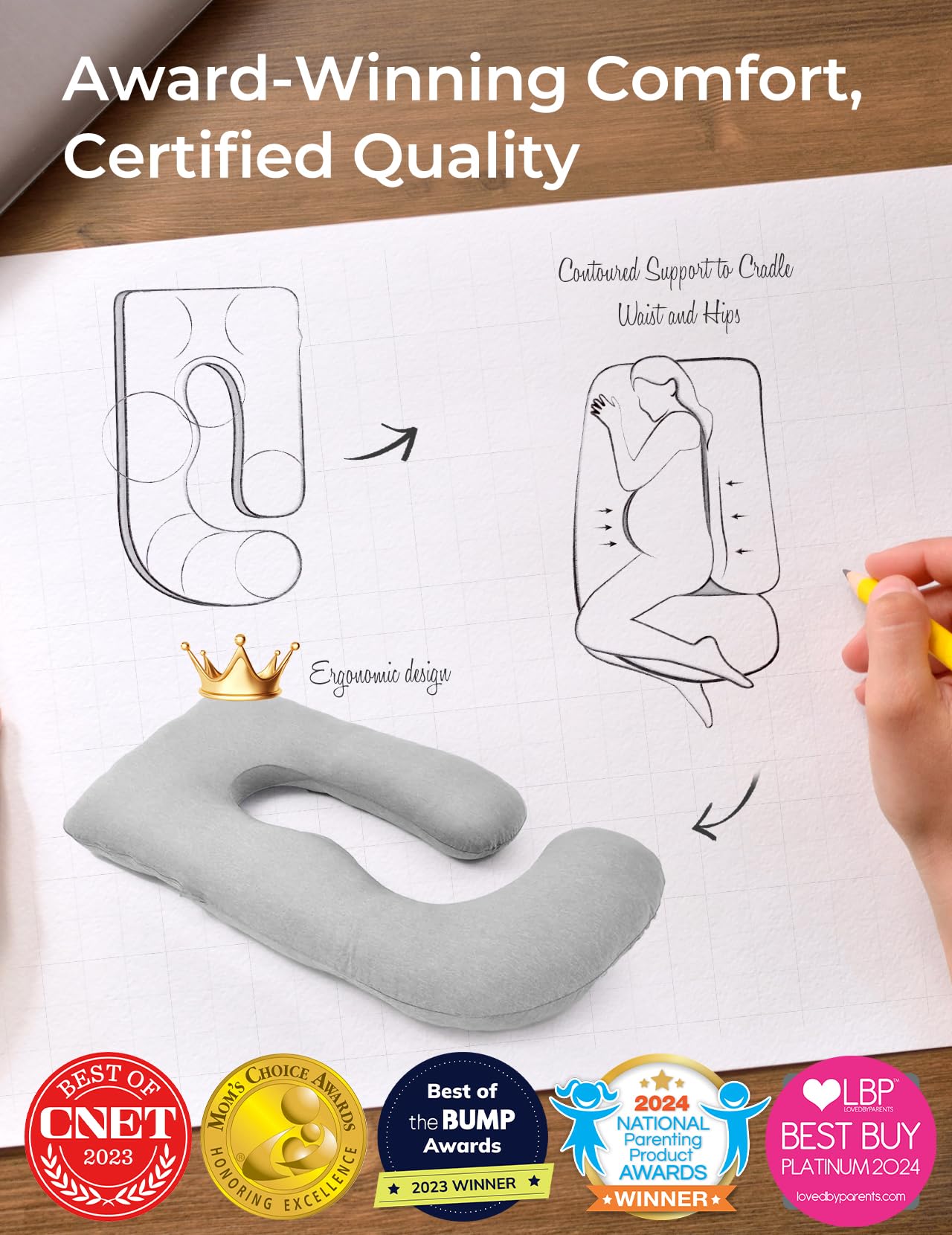 Momcozy Pregnancy Pillow for Sleeping - U Shaped Full Body Maternity Pillow