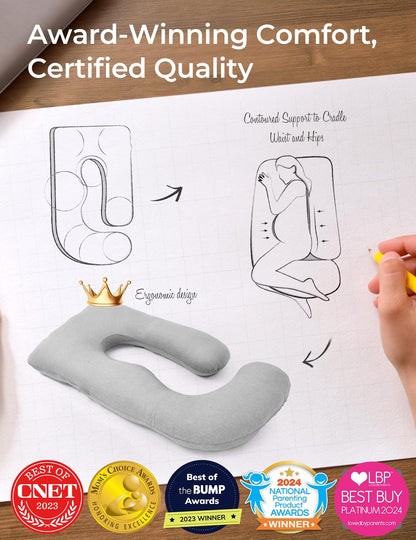Momcozy Pregnancy Pillow for Sleeping - U Shaped Full Body Maternity Pillow