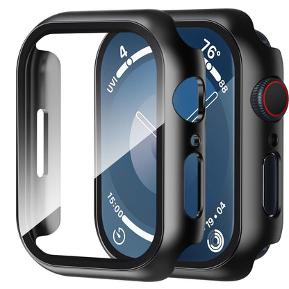 Smiling 2 Pack Case Compatible with Apple Watch SE 3 (2025)/ SE 2/ SE/Series 6/5/4 40mm with Tempered Glass Screen Protector, Hard PC Case Overall Protective Cover- 1 Blue+ 1 Transparent