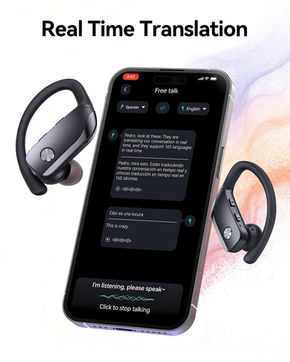 bmani Ear Buds Wireless Earbuds Bluetooth Headphones with 80H Playtime LED Display Case, Over-Ear Hook with Mic, Stereo Sound, Easy Button Controls, Sports Earphones for Running Workout Gym Black