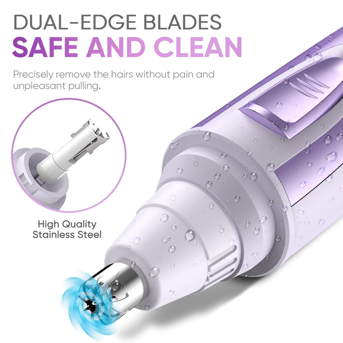 Ear and Nose Hair Trimmer Clipper - 2026 Professional Painless Eyebrow & Facial Hair Trimmer for Men Women,Battery-Operated Trimmer with IPX7 Waterproof,Dual Edge Blades for Easy Cleansing Black