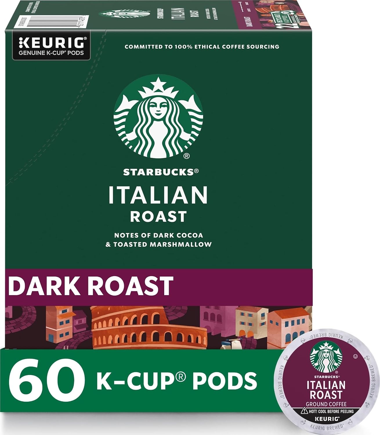 Starbucks K-Cup Coffee Pods, Dark Roast Hot or Iced Coffee, French Roast, 96 Keurig Pods