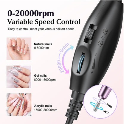 COSLUS C40 Electric Nail Drill Professional, Precise Dial Speed Control