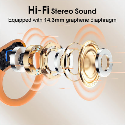 Wireless Earbuds 75H Bluetooth 5.4 Sport Headphones with Earhooks, Black
