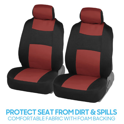 BDK PolyPro Car Seat Covers Full Set in Solid Black, Front and Rear Split Bench Seat Covers for Cars, Easy to Install Car Seats Cover Set and Accessories for Auto Trucks Van SUV - Solid Black