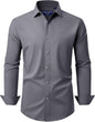 Alimens & Gentle Men's Dress Shirt Regular Fit Stretch Stain Shield Long Sleeve Solid Business Wedding Button Down Shirts