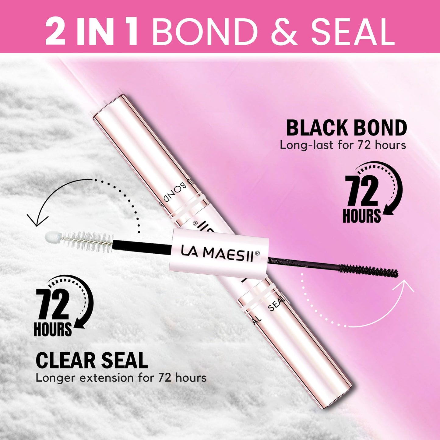 LA MAESII Lash Bond&Seal Remover Kit 3 in 1,Lash Cluster Glue Waterproof