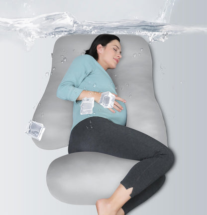 MOON PARK Pregnancy Pillows for Sleeping - U Shaped Full Body Maternity Pillow with Removable Cover - Support for Back, Legs, Belly, HIPS - 65 Inch - Aquamarine