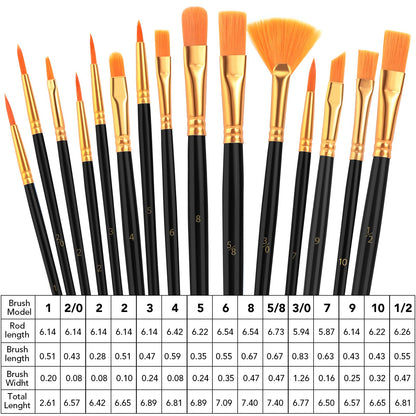 AROIC 10 Pcs Paint Brushes, Acrylic Oil Watercolor Painting Brush Set
