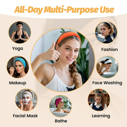 Headbands for Women - 6 Pack Wide Elastic Hair Bands | Stretchy Sweatbands Hair Bands | Soft Sports Thin Head Bands | Non-Slip Accessories Bands for Fashion, Washing Face, Workouts, Yoga, Daily Use