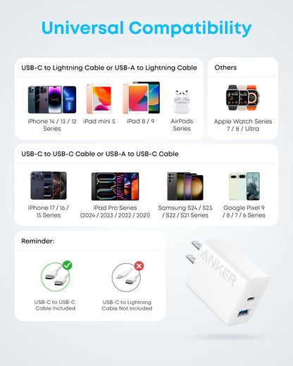 Anker Phone Charger, 20W USB C Charger Block, Type C Charger Fast Charging