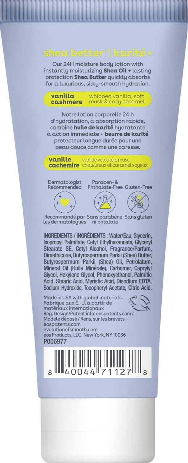 eos 24H Moisture Travel Body Lotion- Vanilla Cashmere, 2.5 fl oz