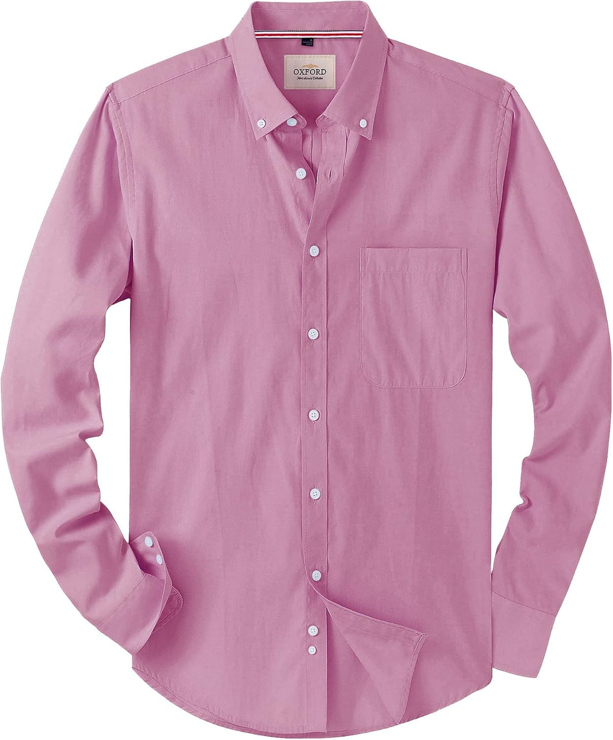 Alimens & Gentle Mens Solid Oxford Shirt Long Sleeve Dress Shirt Work Casual Button Down Shirts with Pocket