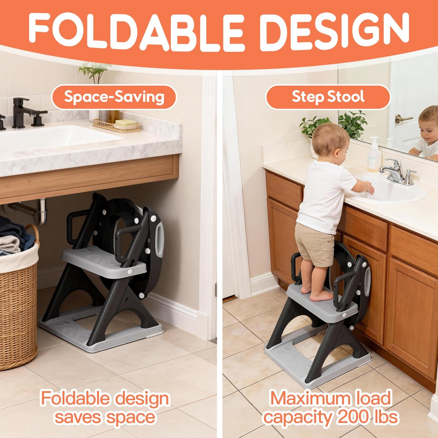 Potty Training Toilet for Toddlers, 2-in-1 Potty Training seat, Anti-Slip