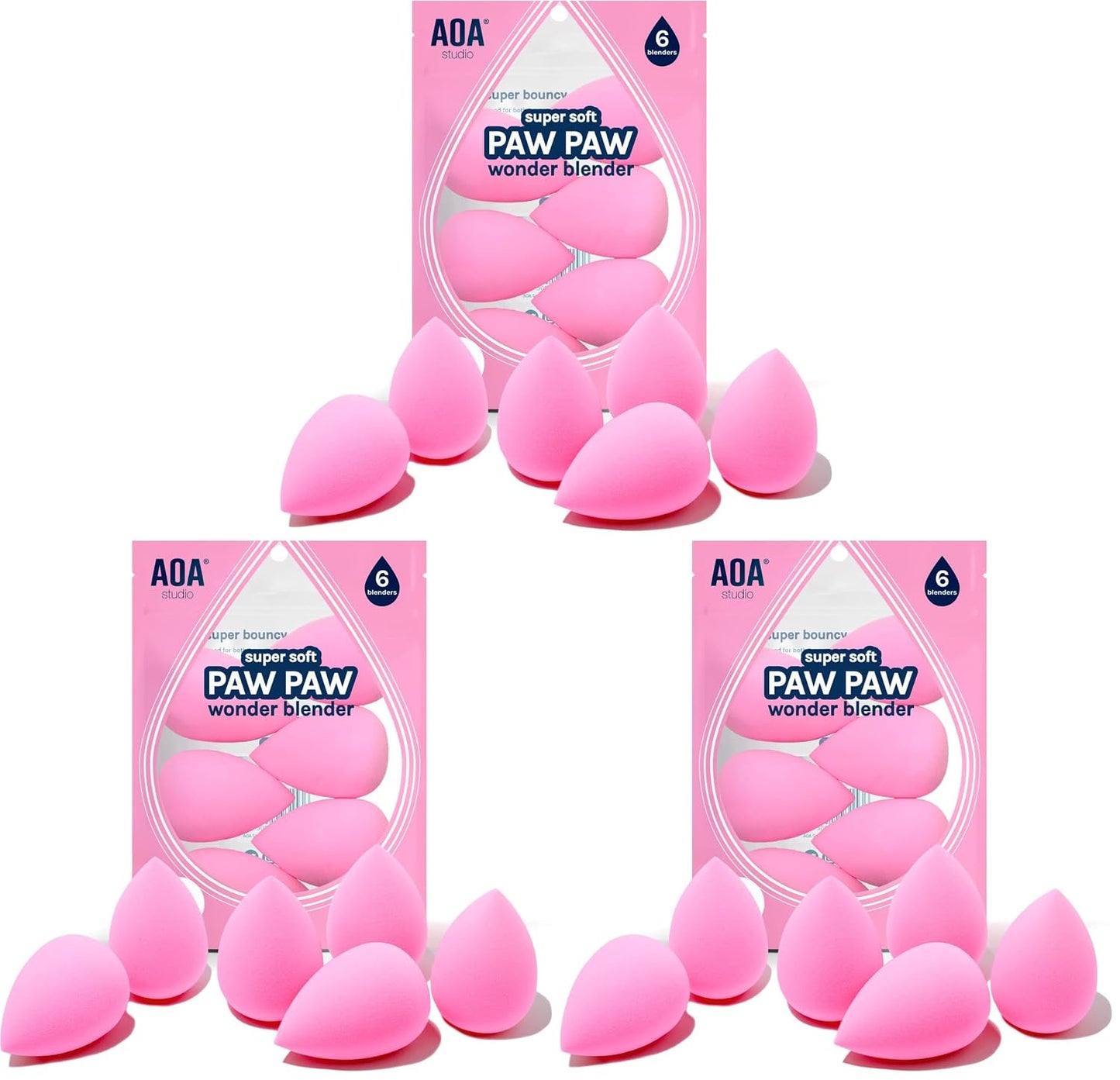 AOA Studio Collection makeup Sponge Set Latex Free and High-definition Set of 6 makeup Wonder blender For Powder Cream and Liquid, Super Soft Wonder Beauty Cosmetic