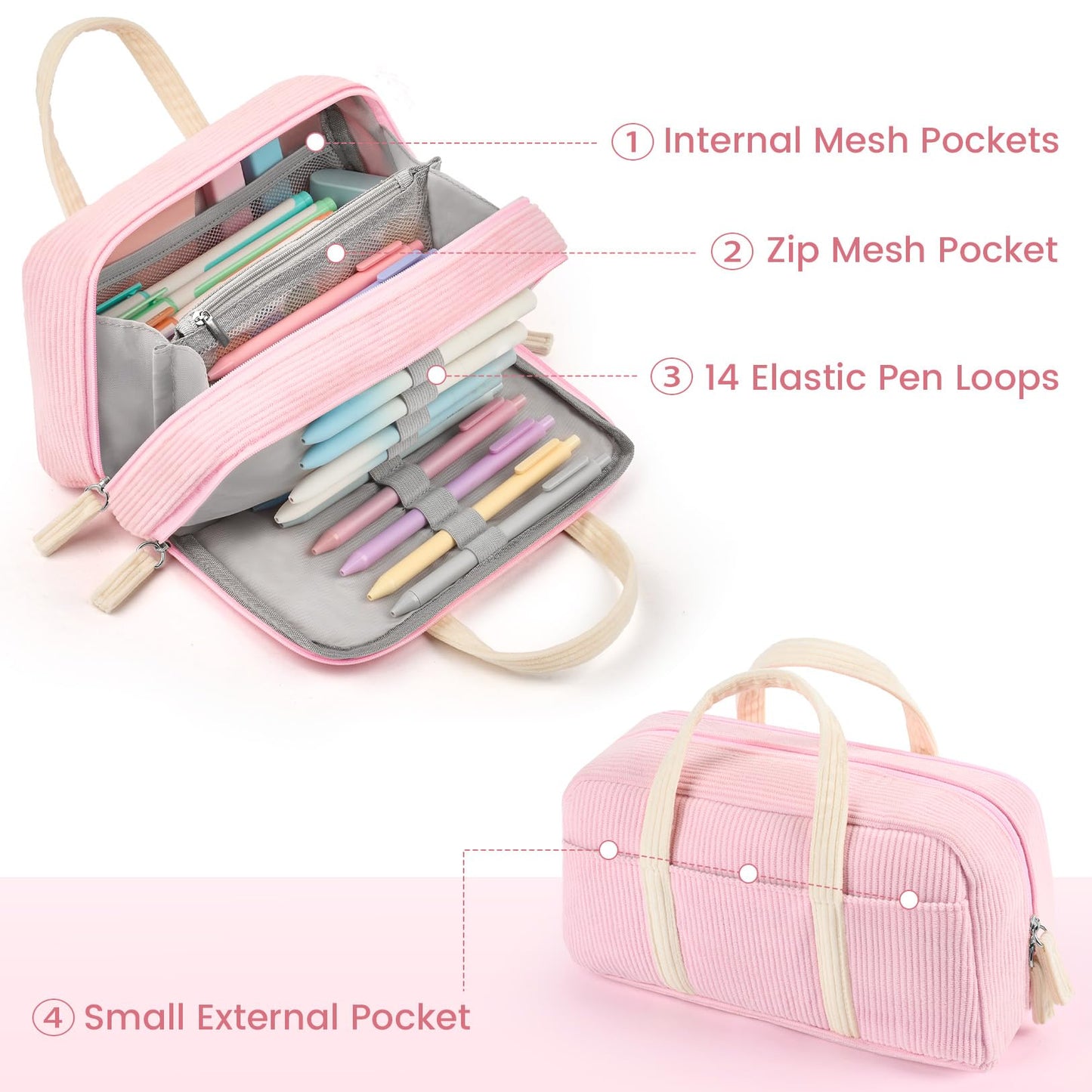 Sooez Large Pencil Case Pouch, Extra Big Pencil Bag with 5 Compartments