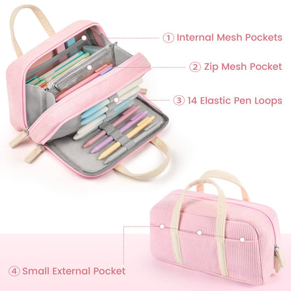 Sooez Large Pencil Case Pouch, Extra Big Pencil Bag with 5 Compartments
