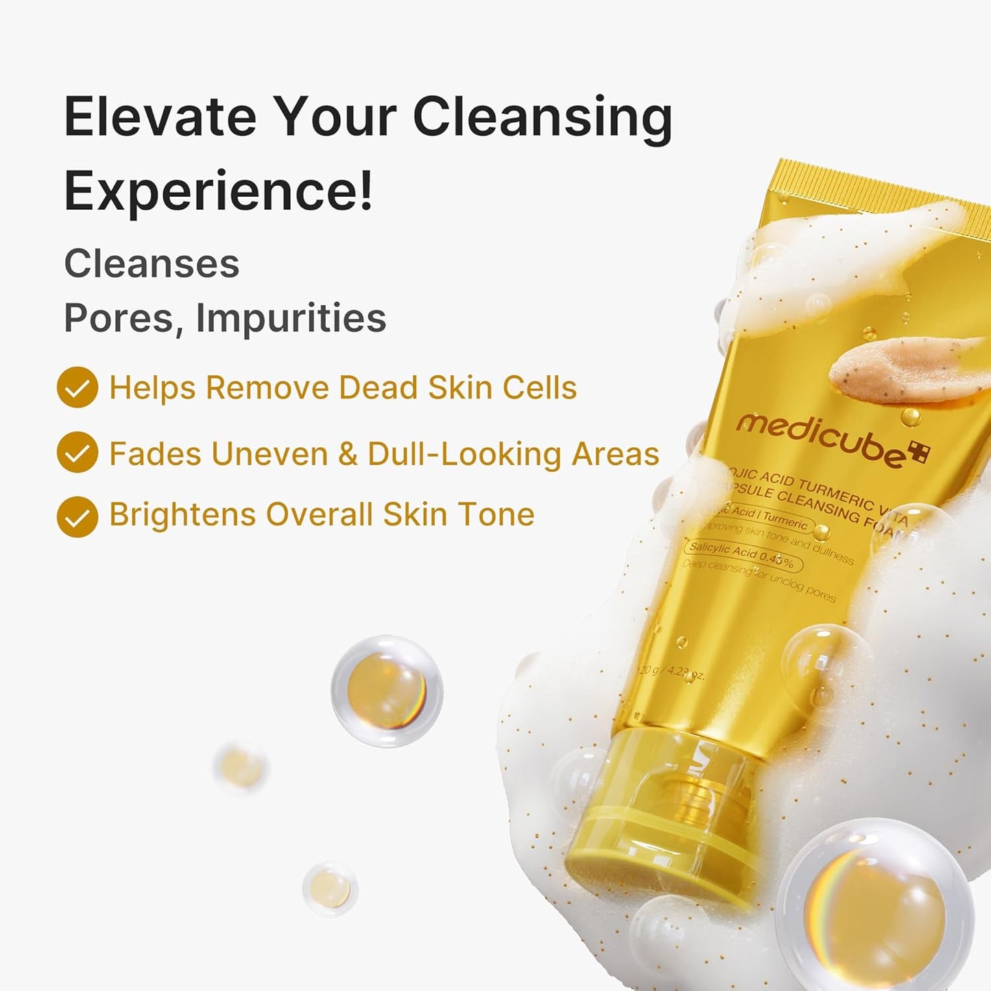 medicube Facial Cleanser Turmeric Capsule Foam Cleanser