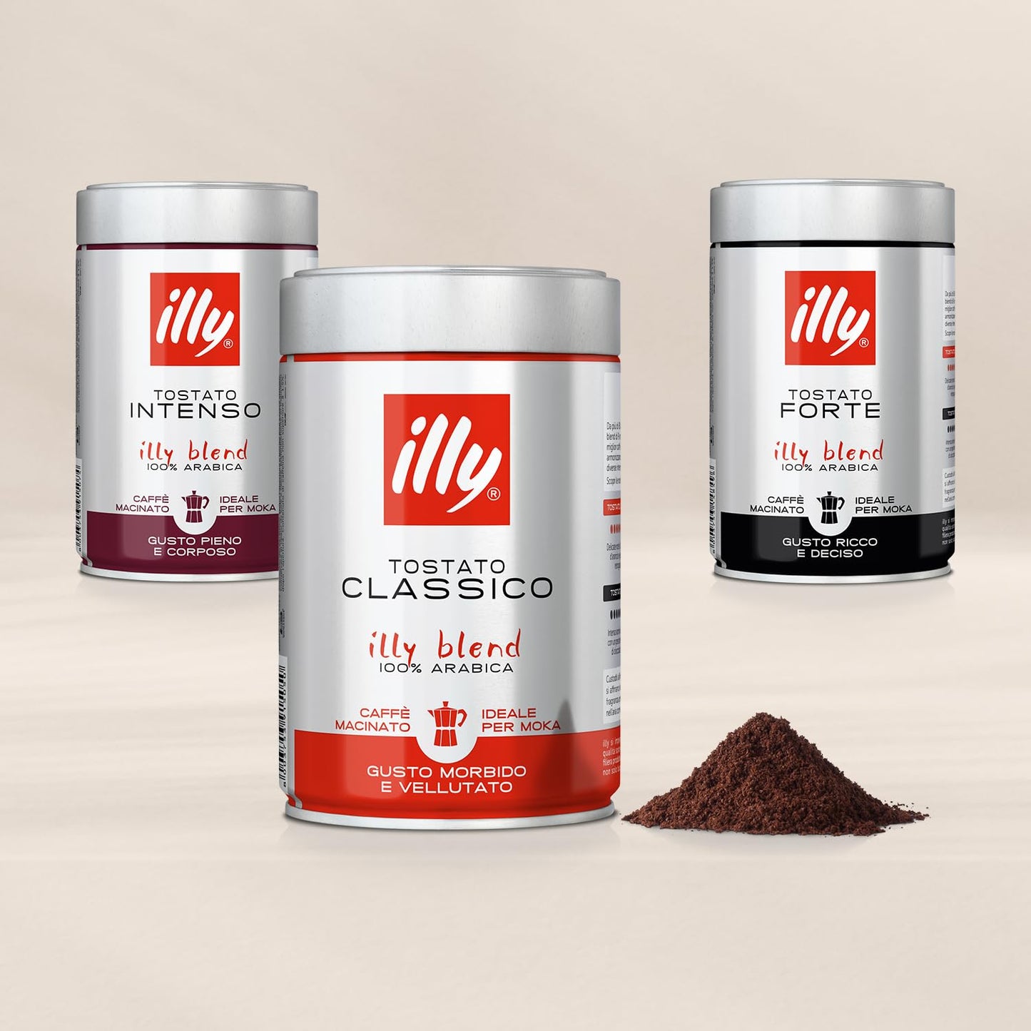 illy Intenso Ground Espresso Coffee, Bold Roast, Intense, Robust and Full Flavored With Notes of Deep Cocoa, 100% Arabica Coffee, No Preservatives, 8.8 Ounce Can (Pack of 1)