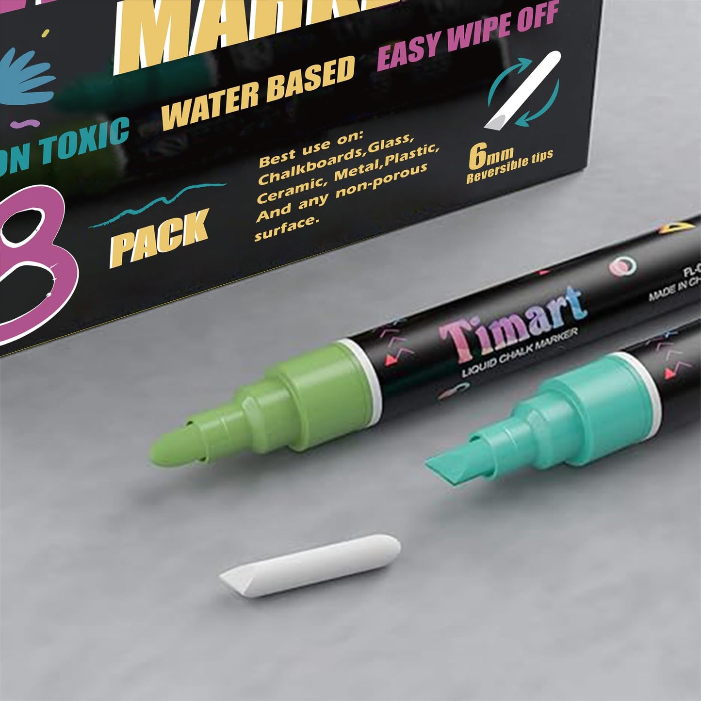 Timart Fine Tip Chalk Markers, Liquid Chalk Pens-8 Pack, 1mm Point