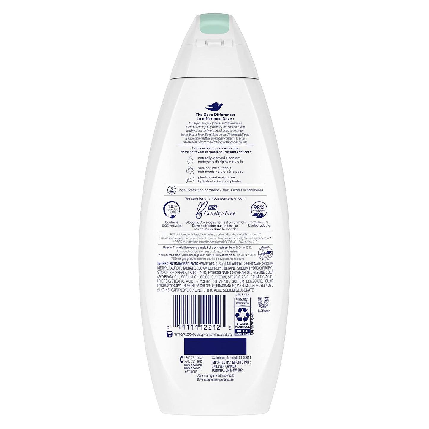Dove Sensitive Skin Body Wash, 24hr Lotion-Soft Skin, 30.6 oz