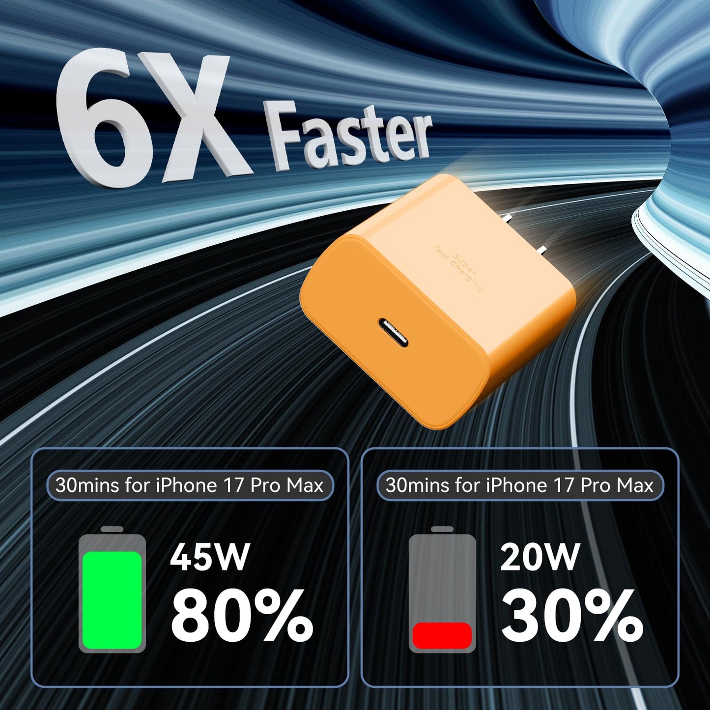 Phone 17 16 Pro Max Charger Fast Charging, 45W Super Fast USB C Charger Block with 10FT Long Charging Cord Cable for 17 16 Pro Max/17 16/16 Plus,15 Pro Max/15 Pro/15, Android Phone-Black
