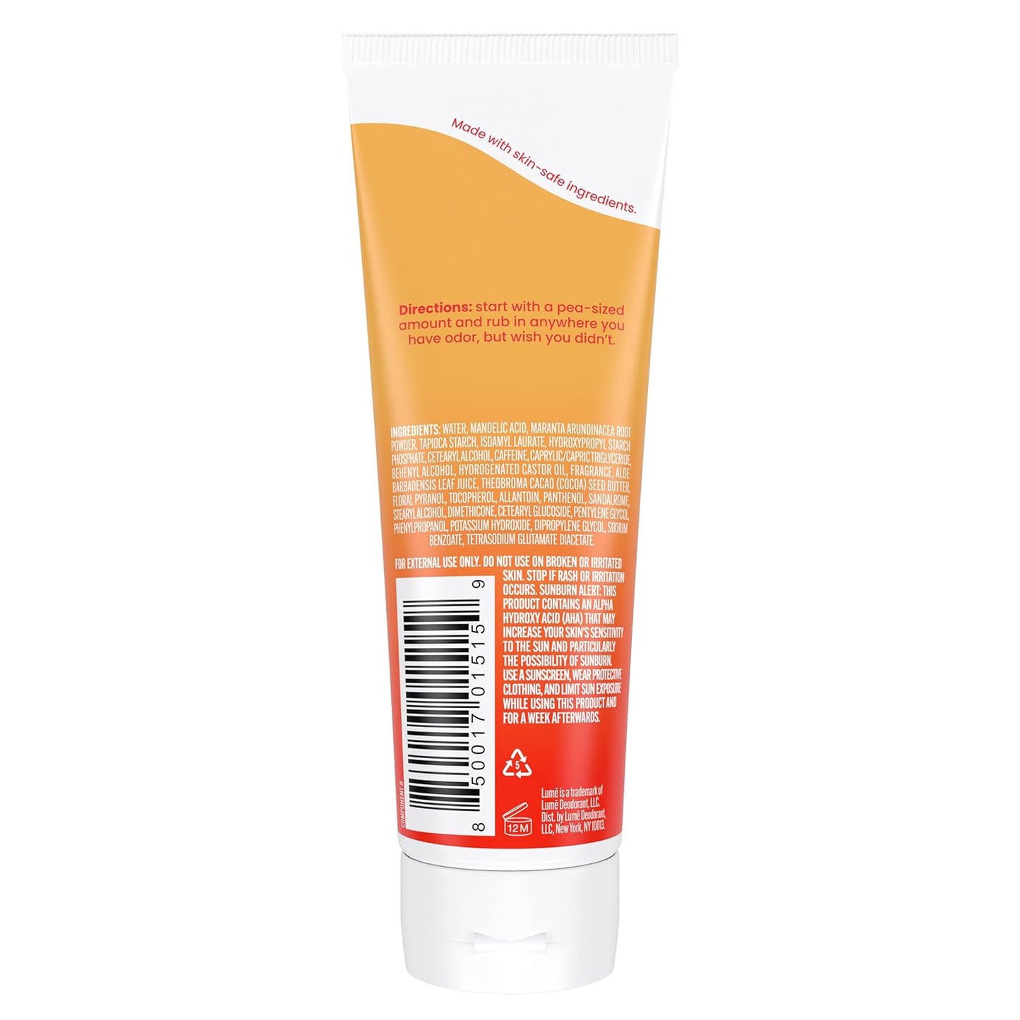 Lume Whole Body Deodorant - Cream Tube - 3 oz (Clean Tangerine)