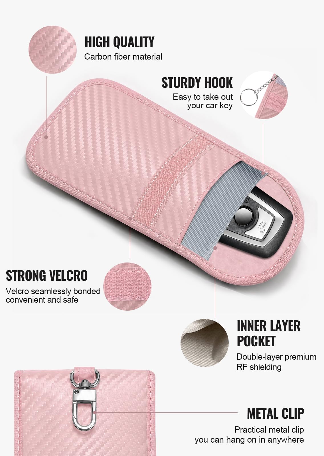 Faraday Pouch for Car Keys, Faraday Bag, Car RFID Signal Blocking Holder, Key Fob Protector, Key fob cage Block Signal Anti-Theft Fob Case Red,M