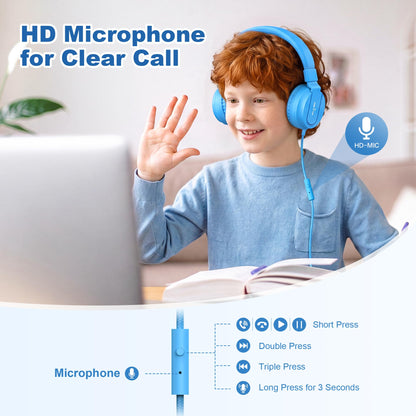 AILIHEN I35 Kids Headphones for School with Mic, 93dB Safe Volume, Orange