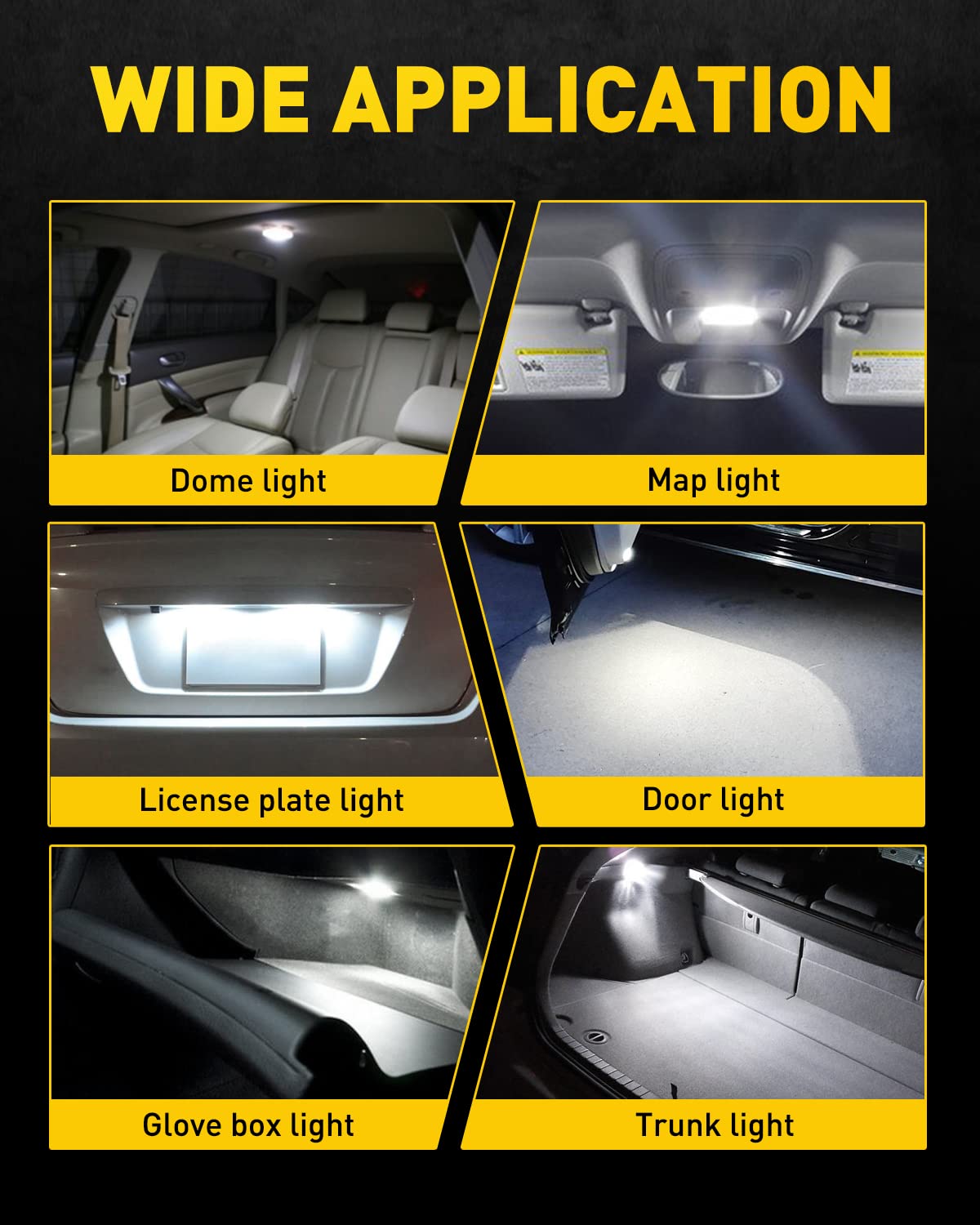 AUXITO 194 LED Bulbs for License Plate Light 168 175 2825 W5W T10 24-SMD 3014 Chipsets 6000K White for Car Dome Door Map Dash Courtesy Cargo License Plate Lights, Pack of 2