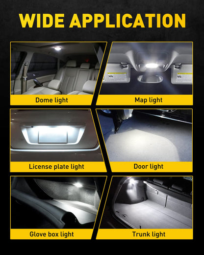 AUXITO 194 LED Bulbs for License Plate Light 168 175 2825 W5W T10 24-SMD 3014 Chipsets 6000K White for Car Dome Door Map Dash Courtesy Cargo License Plate Lights, Pack of 2