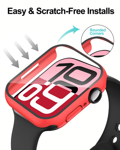 Smiling 2 Pack Case Compatible with Apple Watch SE 3 (2025)/ SE 2/ SE/Series 6/5/4 40mm with Tempered Glass Screen Protector, Hard PC Case Overall Protective Cover- 1 Blue+ 1 Transparent