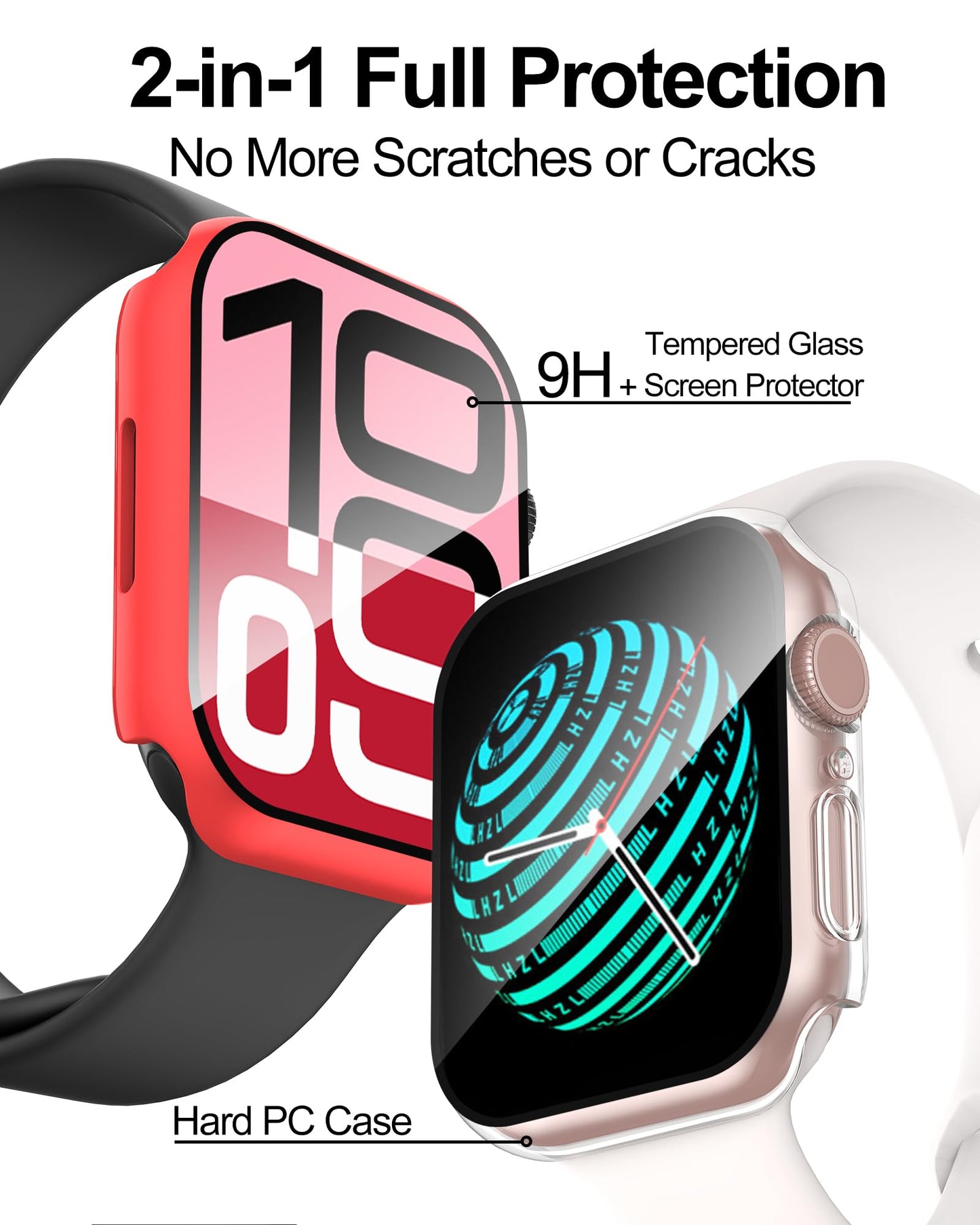 Smiling 2 Pack Case Compatible with Apple Watch SE 3 (2025)/ SE 2/ SE/Series 6/5/4 40mm with Tempered Glass Screen Protector, Hard PC Case Overall Protective Cover- 1 Blue+ 1 Transparent