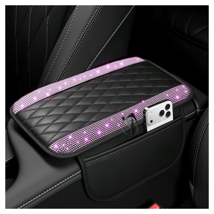 Stacool Upgraded Car Center Console Cover,Microfiber Leather Car Armrest Cover Cushion with 2 Storage Bags,Universal Car Armrest Storage Box (Black)