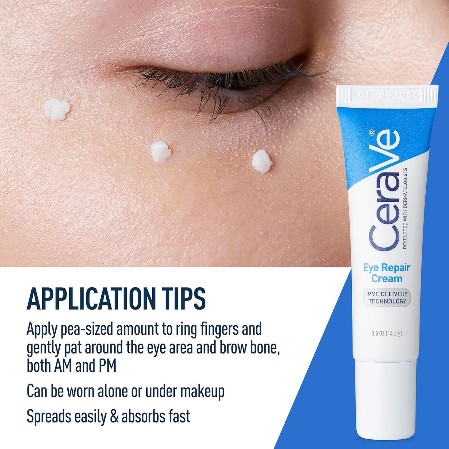 CeraVe Eye Repair Cream, Under Eye Cream for Puffiness and Bags, 0.5oz