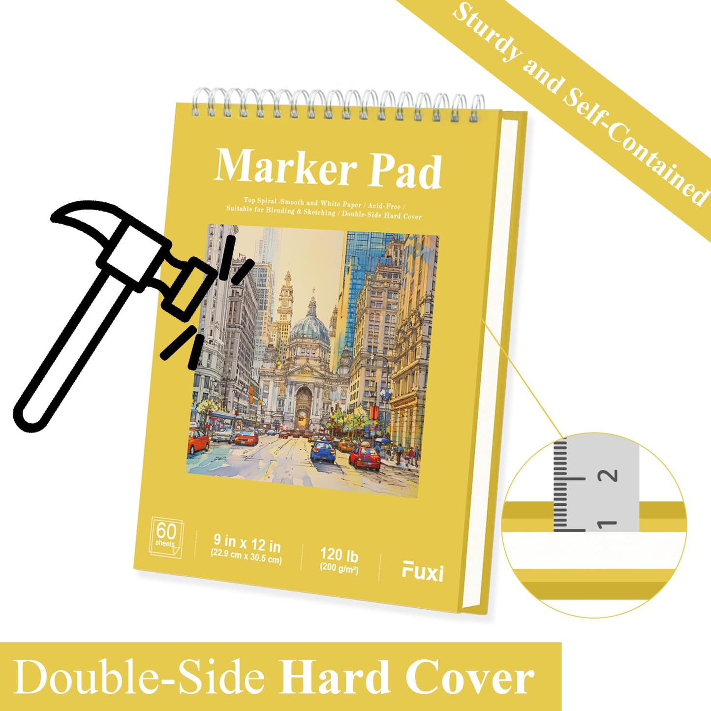 Fuxi 9" x 12" Sketch Book_Top Spiral Bound Sketchbook_100Sheets 68lb/100gsm