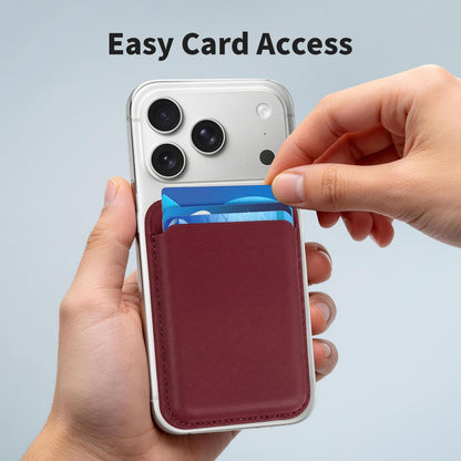 2Pack Magnetic Wallet Cell Phone Card Holder for Phone Case with Mag-Safe, Stronger Magnetic RFID Leather Phone Wallet Stick on Series of iPhone 17/16/15/14/13/12 and Pro/Promax,2-Pack White
