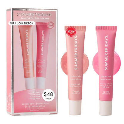 Summer Fridays Lip Butter Balm - Moisturizing Lip Gloss for Instant Shine + Sheer Color - With Nourishing Shea Butter - Everyday Makeup + Skin Care Summer Essentials - Vegan - Pink Sugar (.5 Oz)