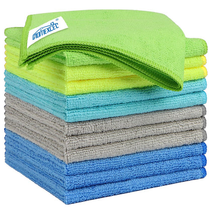 HOMEXCEL Microfiber Cleaning Cloth 12 Pack, 12.5 x 12.5 inch Microfiber Towels for Cars, Ultra Absorbent Washing Cloth, Lint Free Streak Free Cleaning Rags for Car, Kitchen, and Window (Grey)