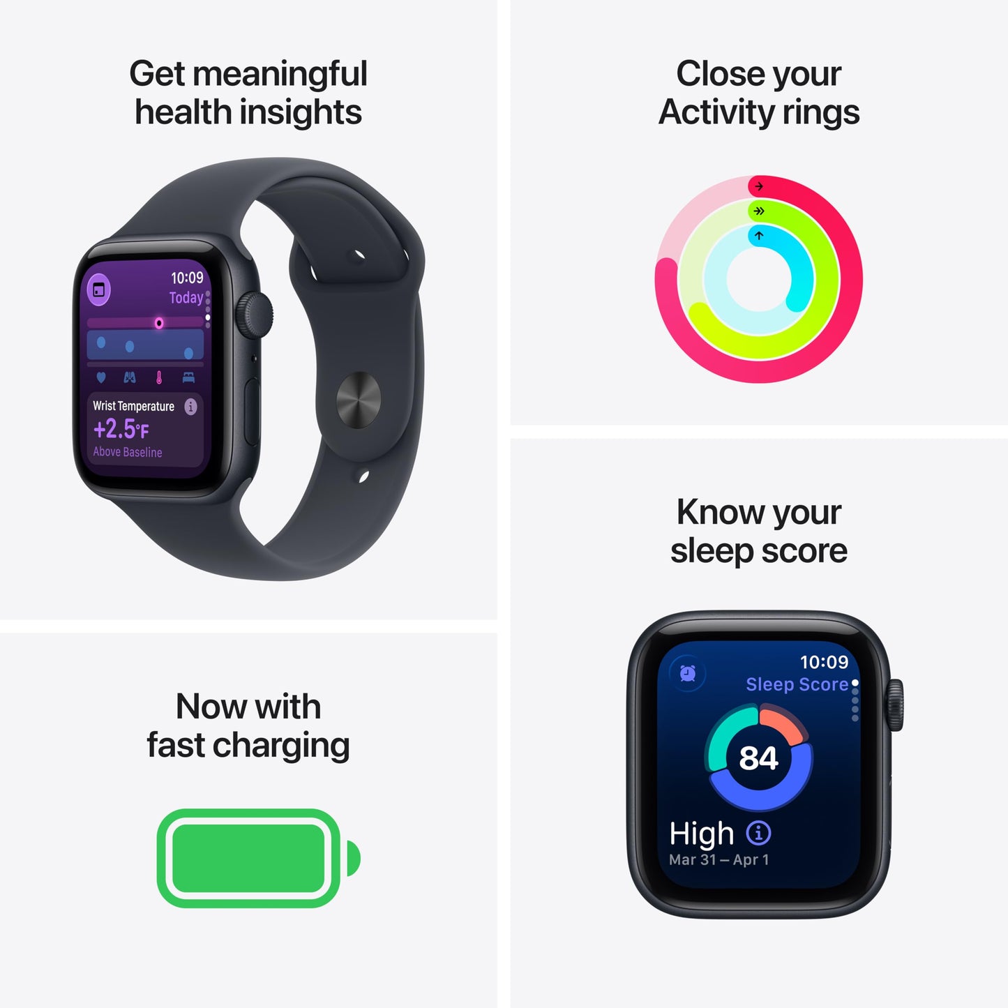 Apple Watch SE 3 [GPS 44mm] Smartwatch with Midnight Aluminum Case with Midnight Sport Band - M/L. Fitness and Sleep Trackers, Heart Rate Monitor, Always-On Display, Water Resistant