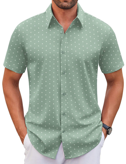 COOFANDY Men's Stretch Dress Shirts Short Sleeve Wrinkle Free Casual Button Down Shirts